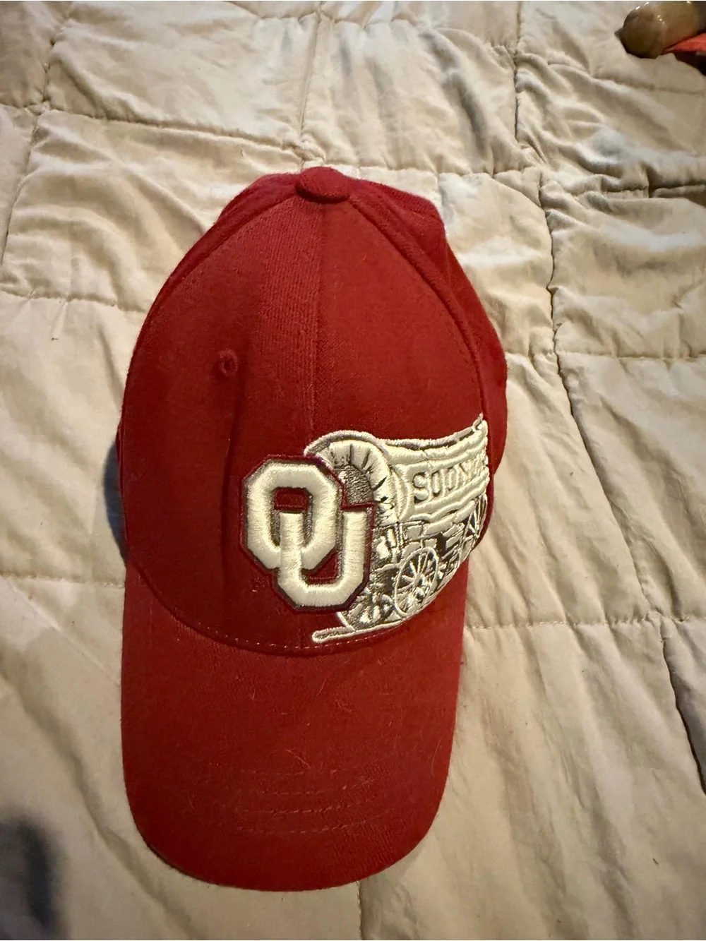 Top of the World Crimson Kids Baseball Cap with OU Wagon Patch Sooners